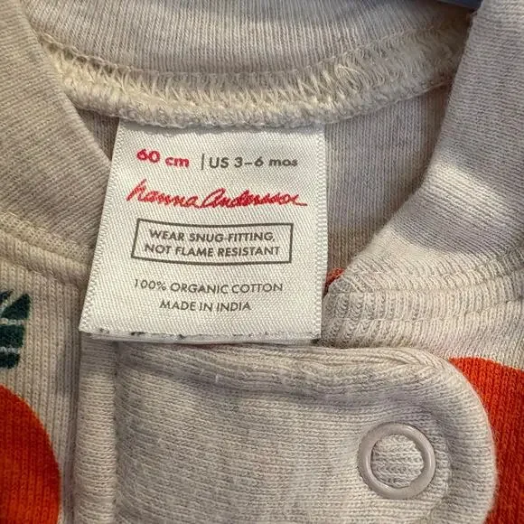 Hanna Andersson Size 60 3 - 6 Mos Pumpkin One Piece Sleeper Organic Cotton - Picture 3 of 3